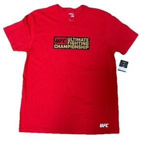NWT UFC T-Shirt Mens Red Double Sided Graphic Tee 100% Cotton Tee